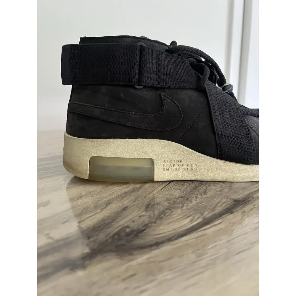 Size 10 - Nike Air Fear Of God Raid Black Mens Suede High top mid rise sneakers